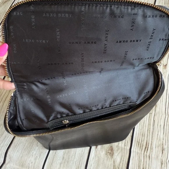 DKNY Bryant top zip Black Leather Backpack - Picture 4 of 8